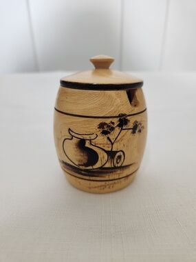 Wooden Decorative Spice Jar with Lid-handmade